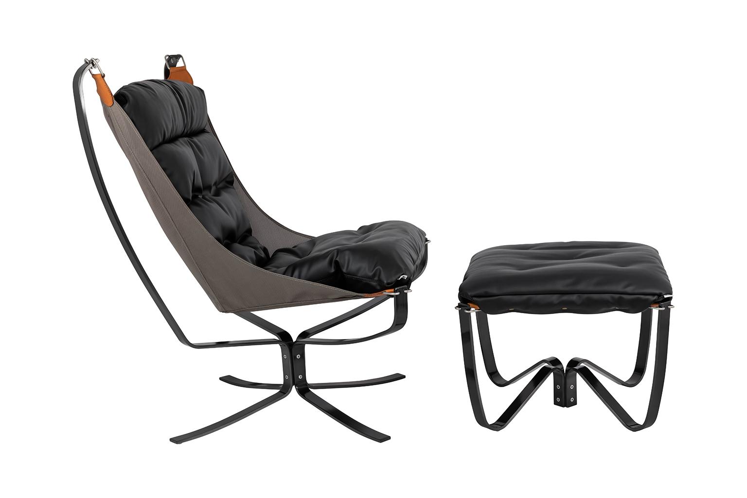 Photo of ARNI HIGH armchair with footrest from the side